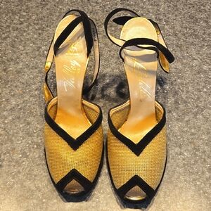 Vintage Gold Metal Mesh Womens Heels.  Approx 80 Yrs Old!!!